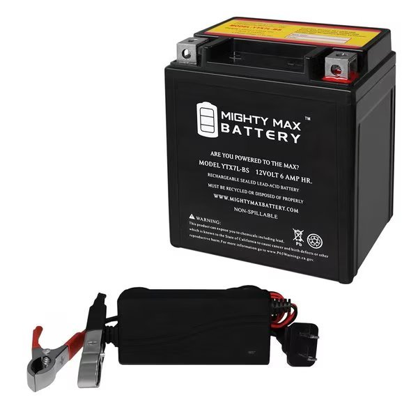 YTX7L-BS Battery Replaces Yamaha 321 YZF-R3 15-18 With 12V 1Amp Charger, Mighty Max Battery, Mfr#: MAX3901026